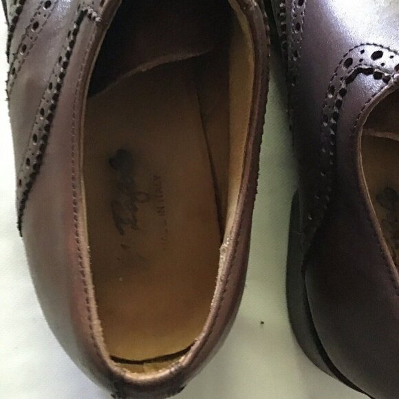 Mens Brown Leather Brogue Oxford Shoes With Lace-Up Design & Rubber Soles - Picture 6 of 12